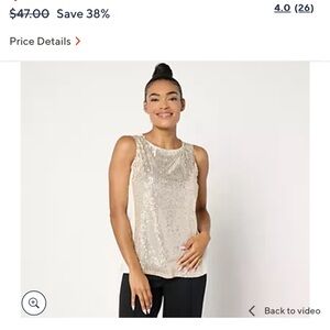 Chic Sleeveless Sequin Tank Top - Cream
